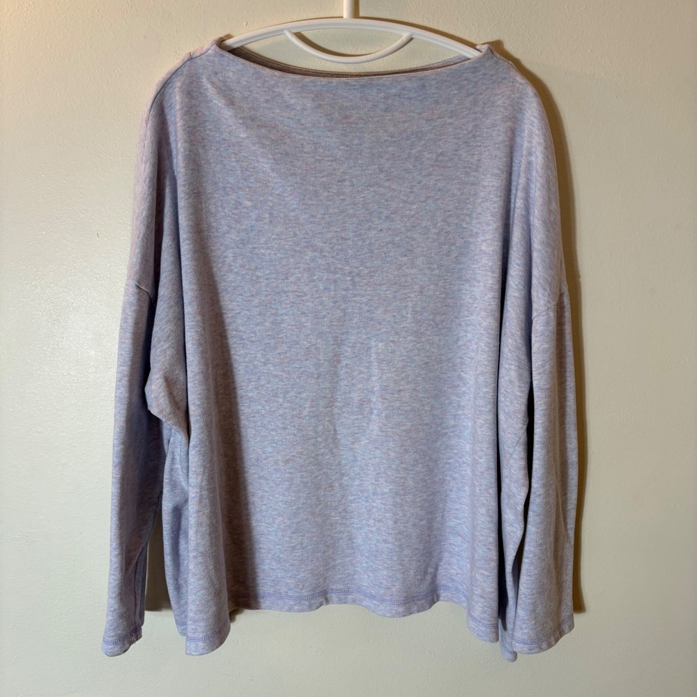 T by Talbots Lavender Blue Heathered French‎ Terry Boat Neck Top Size 3X